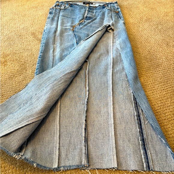 Vintage EB Denim Robi frayed denim midi skirt sz 25 NWT $450 - Picture 11 of 16